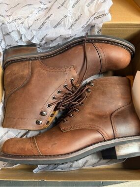 Sureway Men's Rustic Brown Leather Lace-Up Work Boots